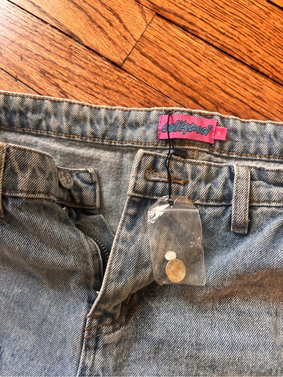 Edikted Light Blue Carpenter Jeans with Pink Label